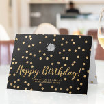 Logo Glitzer Gold Confetti Group Business Geburtst Karte<br><div class="desc">Passen Sie diese moderne, elegante berufliche, aber dennoch warme und freundliche horizontale Gruppe Business Happy Birthday Card mit Imitate Gold Glitzer Confetti auf einem schwarzen Hintergrund an. Es ist perfekt für Gruppenmitarbeiter. Bitte beachten Sie, dass das Glitzer-Gold ein flach gelbbraunes Beige-Farbdruck ist und keine Goldfolie oder Glitzer ist. Die schwarze...</div>