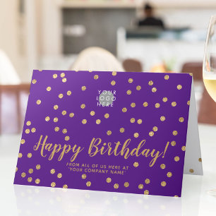 Logo Glitzer Gold Confetti Indigo Lila Geburtstag Karte