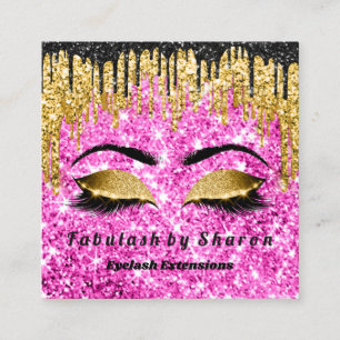Logo "Glitzer Makeust Artist Lashes" Pink Quadratische Visitenkarte
