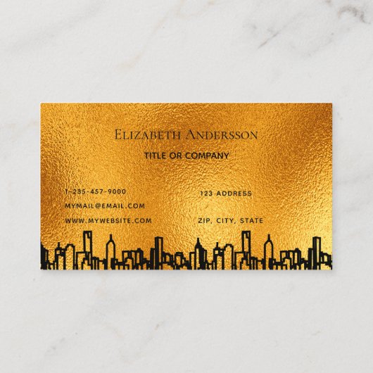Logo Gold City Skyline Black Business Real Anwesen Visitenkarte (Rückseite)