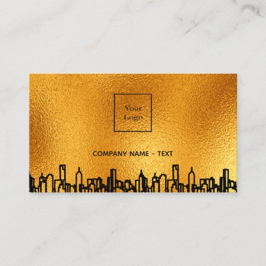 Logo Gold City Skyline Black Business Real Anwesen Visitenkarte (Vorderseite)