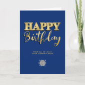 Logo Gold Letting Business Geburtstag Navy Blue Karte (Vorderseite)