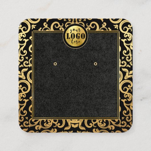 Logo Gold Luxe Frame Earring Display Card hinzufüg Quadratische Visitenkarte (Vorderseite)