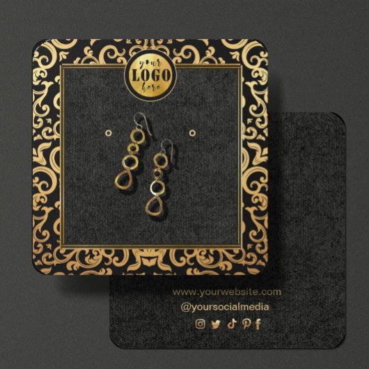 Logo Gold Luxe Frame Earring Display Card hinzufüg Quadratische Visitenkarte