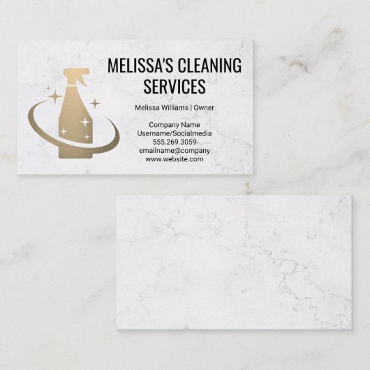 Logo "Gold Spray Bottle" | Reinigungsdienste Visitenkarte (Vorne/Hinten)