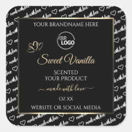 Logo Gold und Logos für Schwarz-Weiß-Word-Produkte Quadratischer Aufkleber