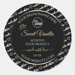 Logo Gold und Logos für Schwarz-Weiß-Word-Produkte Runder Aufkleber