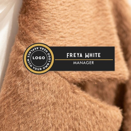 Logo, Goldener Akzent, Schwarzer Name Namensschild