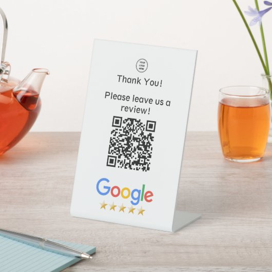 Logo Google Bewertung abgeben QR-Code Geschäft Sockelschild (In SItu)