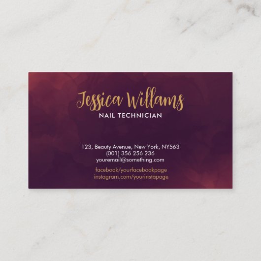 Logo-Grafik für Nägel - Goldene Textur Visitenkarte (Rückseite)