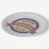 Logo-Grau-Streifen Pappteller (Schrägansicht)