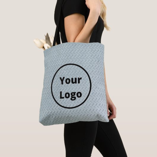 Logo-Graumetall-Druck Tasche (Von Nahem)