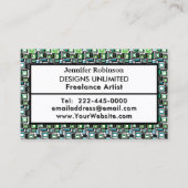 Logo "Green Blue Geometric Blocks QR Code" Visitenkarte (Vorderseite)