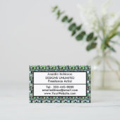 Logo "Green Blue Geometric Blocks QR Code" Visitenkarte (Stehend Vorderseite)