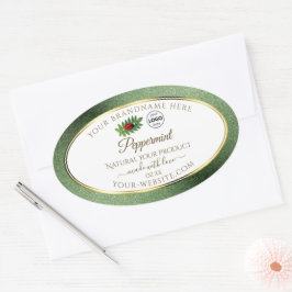 Logo "Green Glitzer" und "White Product Label Lady Ovaler Aufkleber
