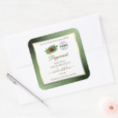 Logo "Green Glitzer" und "White Product Label Lady Quadratischer Aufkleber (Umschlag)