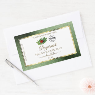Logo "Green Glitzer" und "White Product Label Lady Rechteckiger Aufkleber