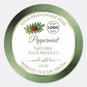 Logo "Green Glitzer" und "White Product Label Lady Runder Aufkleber