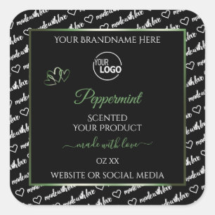 Logo "Green Product Labels" für Schwarz-Weiß-Word- Quadratischer Aufkleber