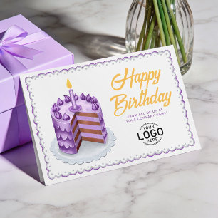 Logo Großer Lila Vintage-Torte Geschäftsgeburtstag Karte