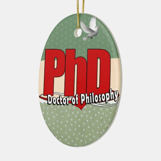 LOGO-GROSSER ROT PhD DOKTOR DER PHILOSOPHIE Keramik Ornament (Links)
