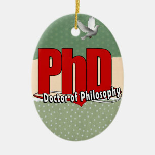 LOGO-GROSSER ROT PhD DOKTOR DER PHILOSOPHIE Keramik Ornament