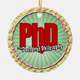 LOGO-GROSSER ROT PhD DOKTOR DER PHILOSOPHIE Keramikornament