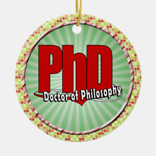LOGO-GROSSER ROT PhD DOKTOR DER PHILOSOPHIE Keramikornament (Vorne)