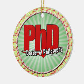 LOGO-GROSSER ROT PhD DOKTOR DER PHILOSOPHIE Keramikornament (Links)