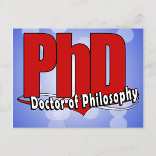 LOGO-GROSSER ROT PhD DOKTOR DER PHILOSOPHIE Postkarte