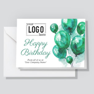 Logo Grün Aquarell Ballons Geschäft Geburtstag Karte