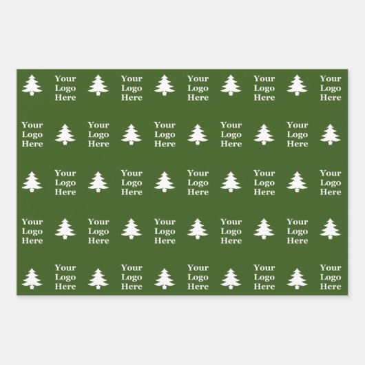 Logo Grün weiße Weihnachtsbaumen Muster Geschenkpapier Set (Vorderseite 2)