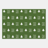 Logo Grün weiße Weihnachtsbaumen Muster Geschenkpapier Set (Vorderseite)