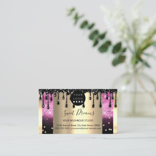 Logo Haare Makeup Nägel Tropfen WELLNESS-CENTER QR Visitenkarte (Stehend Vorderseite)