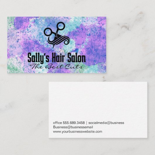 Logo "Haarschere" | farbenfroh künstlerisch Visitenkarte (Vorne/Hinten)