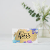 Logo "Haarschere" | Gold gebürstet | Wasserfarbe Visitenkarte (Stehend Vorderseite)