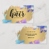 Logo "Haarschere" | Gold gebürstet | Wasserfarbe Visitenkarte (Vorne/Hinten)