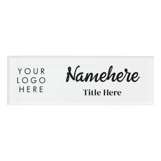 Logo Hand Skript Clean White Bold Titel Namenschild (Vorderseite)