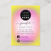Logo Handgefertigte Schmuckkarte Gelb Rosa Visitenkarte (Rückseite)