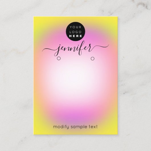 Logo Handgefertigte Schmuckkarte Gelb Rosa Visitenkarte (Vorderseite)