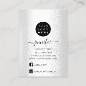 Logo Handgefertigte Schmuckkarte Silber Grau Visitenkarte (Rückseite)