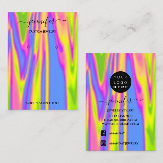 Logo Handmade Jewelcard Holographic Modern Visitenkarte (Vorne/Hinten)