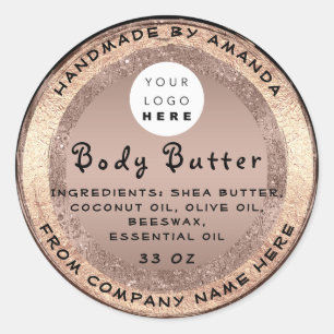 Logo Handmade Name Body Butter Kosmetikbraun Gold Runder Aufkleber