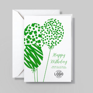 Logo Hellgrüne Luftballons Firmen-Geburtstagskarte Feiertagskarte