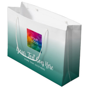 Logo hier Teal benutzerdefinierte Vorlage Typograf Große Geschenktüte