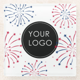 Logo hinzufügen 4. Juli Unternehmen Fireworks Glasuntersetzer