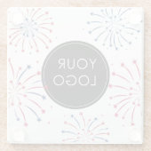 Logo hinzufügen 4. Juli Unternehmen Fireworks Glasuntersetzer (Rückseite)