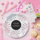 Logo hinzufügen 4. Juli Unternehmen Fireworks Pappteller (Party)