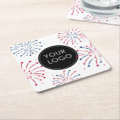 Logo hinzufügen 4. Juli Unternehmen Fireworks Rechteckiger Pappuntersetzer (angewinkelt)