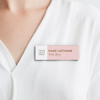 Logo hinzufügen Einfache Blush-Rosa-Pastellfarbe N Namenschild